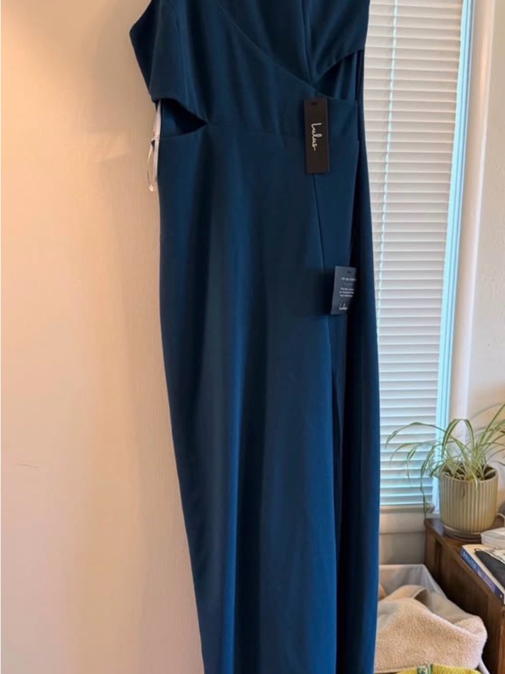 Lulu's Deep Teal One-Shoulder Evening Gown